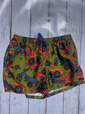 aLab mushroom peace sign SHORTY Swim Shorts Large